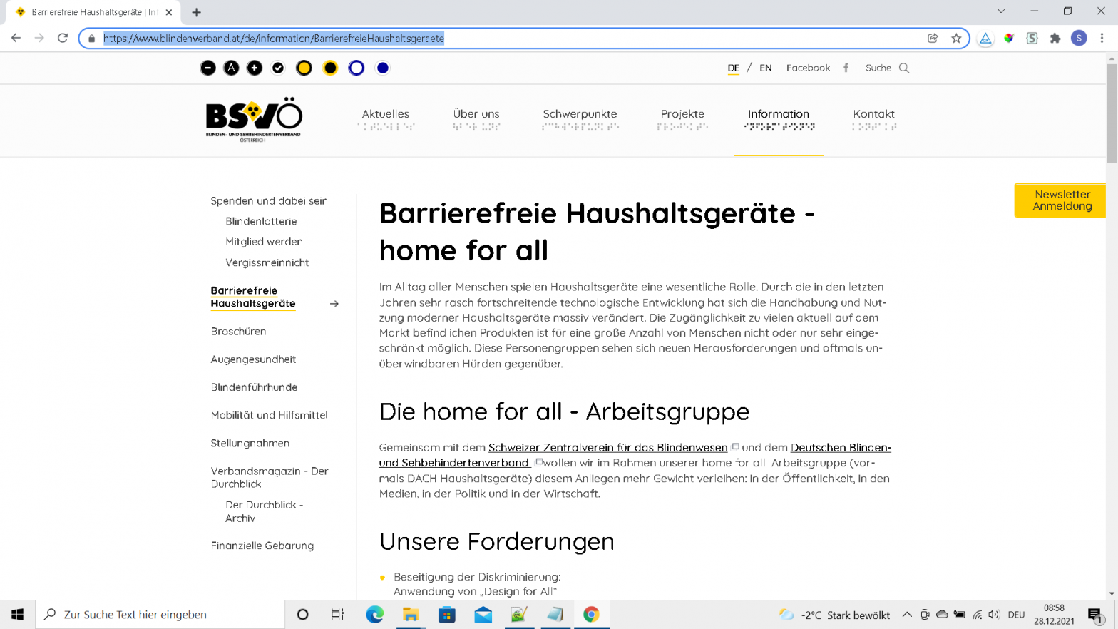 Screenshot Home for all BSVÖ